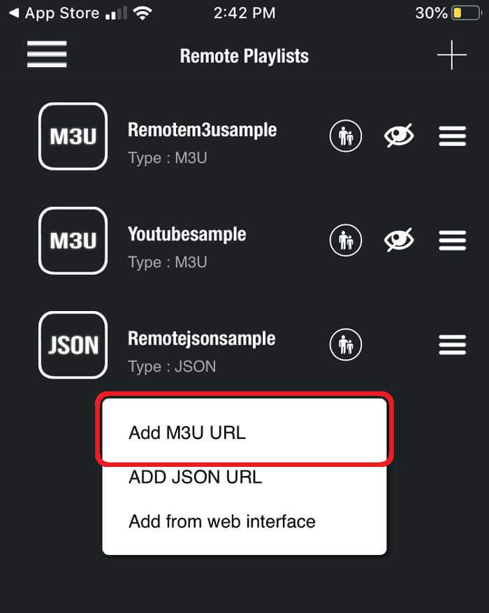 add m3u URL apple TV